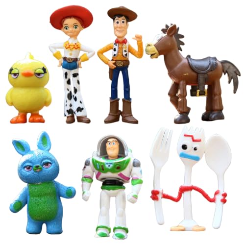 Sinmaklin Classic Mini Figures Set Plastic Cake Toppers 7Pcs Cartoon Figurines for Birthday Cupcake Decorations Party Favors Goodie Bag Fillers