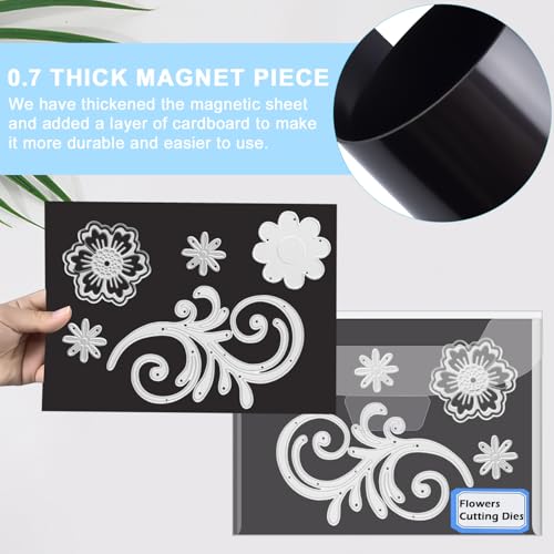 Image of Enenes 22 PCS Stamp and Die Storage Pockets with Magnetic Sheets, 11 Clear 9.4 x 7 Inch Plastic Storage Bags and 11 Thick 9 x 6.7 Inch Magnetic Die Sheets for Scrapbooking, Card Making & Paper Crafts
