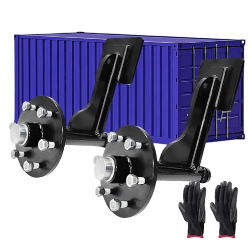 RoloTippi 2-Pack Shipping Container Wheels Kit 6-Lug Bolt On Wheels Shipping Container Hub and Spindle Kit 8000LB Fully Assembled for Up to 40' Shipping Container Heavy-Duty Shipping Container, Black