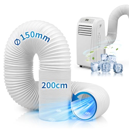 Oziral Tuyau d’Évacuation Climatiseur Mobile 150mm – 2 Mètres Flexible PVC Renforcé avec Filetage à Gauche – Gaine de Ventilation pour Climatiseur,...