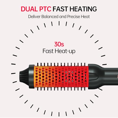 Image of Hahahope 1.5 Inch Thermal Brush, Heated Round Brush for Blowout Look with Negative Ions & Ceramic, 30s Fast Heating Curling Iron with 10 Temperature Settings for Volumizing, Travel Hair Styling Tool