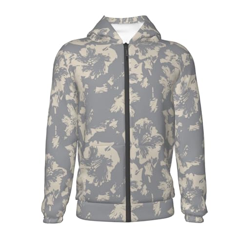 Floral Brush Strokes Kids Pullover Hoodies Boys Zip Up Sweatshirts Girls Athletic Clothes with Pocket2