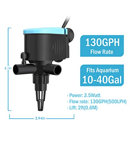 Kulife Q-088 Aquarium Powerhead 130 Gph Circulating Water Pump thumb #5