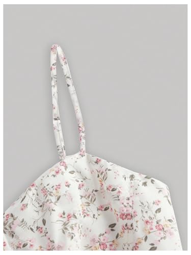 Girl's Floral Smocked A Line Long Dresses V Neck Spaghetti Strap Vacation Dress Sundress3