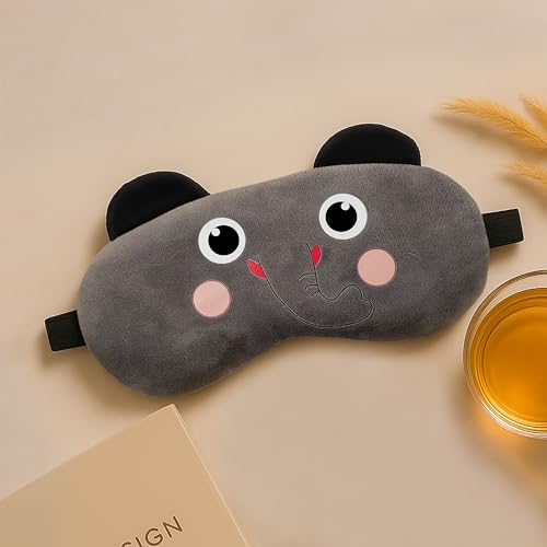Image of Jenna Fabric Cute Sleeping Eye Shade Mask Cover For Insomnia, Meditation, Puffy Eyes And Dark Circles Velvet Ele Grey