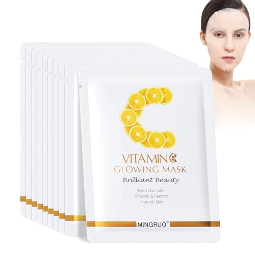 MINGRUO 10Pcs Mascarilla hidratante de leche, Mascarilla de Colageno, Mascarilla Hidratante, Mascarilla ColáGeno Noche, Mascarilla Hidratante para Mujeres y Hombres (VC)