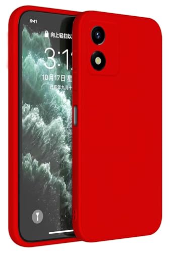 Topme Funda para Vivo Y01 (6.51' Inches) Carcasa Caja Case Estuche, Funda Protectora de Piel de Silicona TPU - Rojo Chino