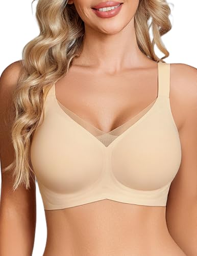 Avidlove Womens Seamless Bras No Underwire V Mesh Comfort Bralette Full Coverage Push Up Everyday T-Shirt Bra