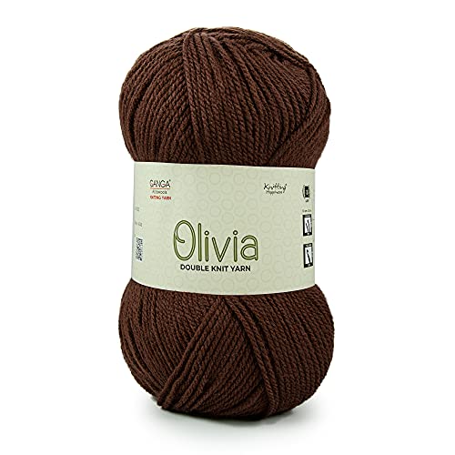 Image of Ganga Acrowools Acrylic Olivia,Double Knit Yarn. Hand Knitting&Crochet Yarn. Oekotex Class 1 Certified. Pack of 2 Balls-100Gms Each. Shade No-Olv014, Dark Brown