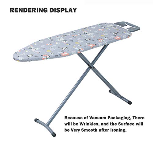 Ironing Board Cover and Pad Standard Size 15\" x 54\",Elastic Edges and 4 Adjustable Fasteners Make 3 Layer Padded Ironing Board Cover Surface Smoother,1 Large Protective Scorch Mesh Cloth(Grey) - Thumbnail 5