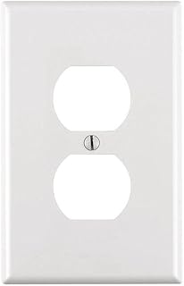 Leviton PJ8-W 1-Gang Duplex Device Receptacle Wallplate, Midway Size, Thermoplastic Nylon, Device Mount, White