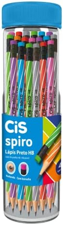 Lápis Preto HB CIS SPIRO c/borracha no topo, Pote com 48 unidades