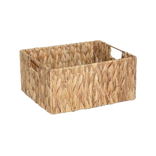 Woven Water Hyacinth Organiser Storage Baskets Wicker Hamper Basket With handles Gift Basket Bathroom Toys (Medium)