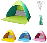 Fitprobo Strandmuschel pop up Srandzelt, Tragbar Extra Light Windschutz Strand Zelt,UV-Schutz, Beach Zelt für 2-3 Personen, Strand, Garten, Camping (Grün)
