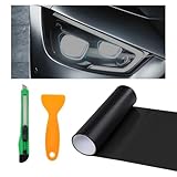 Ohleats Car Light Tint Film, 11.8' × 47.2' Self-Adhesive Auto Light Wrap Film Roll with Cutter, Waterproof Vinyl Film Sticker for Fog Light Tail Light Headlight, Car Accessories (Matte Black)