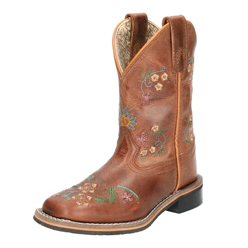 Smoky Children's Kid's Floralie Brown Leather Western Cowboy Boot3