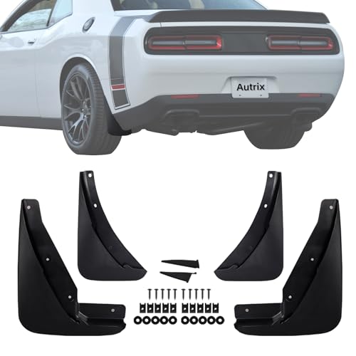 Image of Challenger Mud Flaps for 2015-2024 Dodge Challenger Splash Flaps Front & Rear Mud Guards Fender Accessories 4Pcs Matte Black