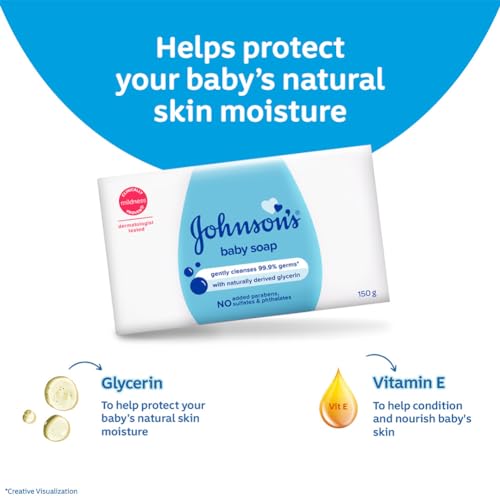 Image of Johnson's Baby Soap for Bath Combo Offer Pack, 150g (Buy 3 Get 1 Free) (Pack of 3)