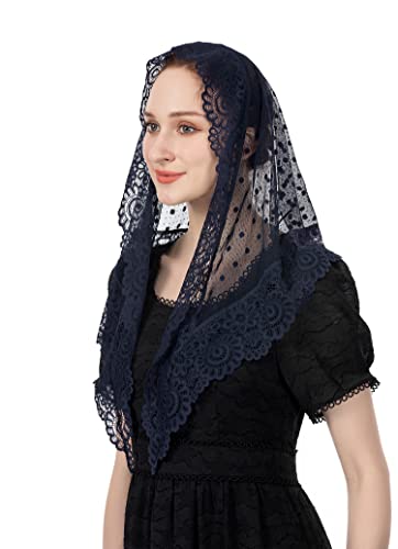 Wgior Triangle Vintage Inspired Lace Chapel Veils Catholic Mass Head Covering Scarf Mantilla Veils for Church