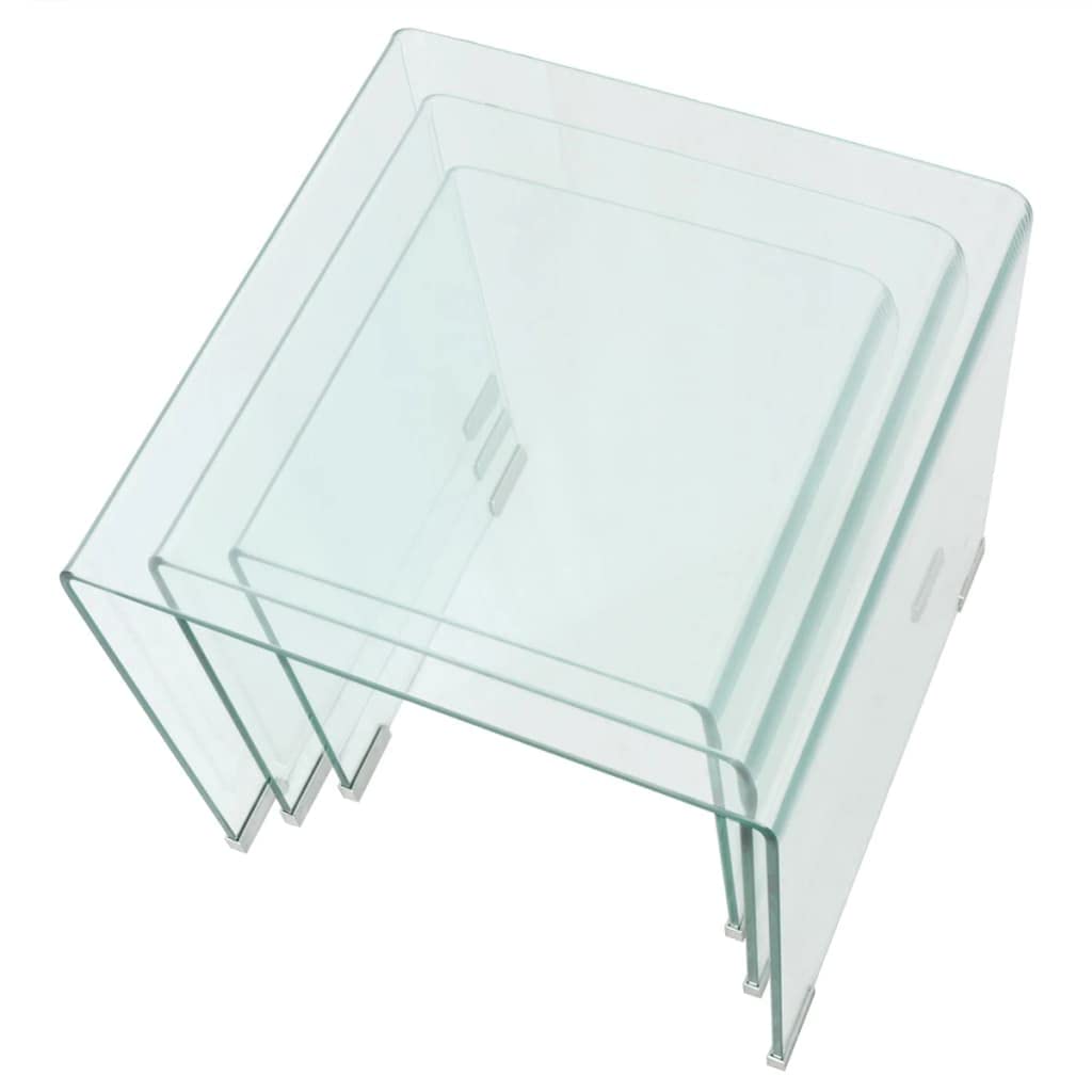Générique Ensemble de Tables gigognes 3 Pièces Verre trempé Transparent, Meubles, Tables, Tables Basses et Tables d'appoint, Tables Basses, Transparent, (Poids 26.7KG)
