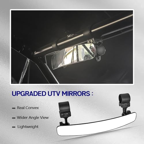UNIGT 16.5\" Ultra View UTV RearView Mirrors with 1.75-2.0\" Clamps Compatible with Polaris RZR 800 900 1000 Turbo, Can Am Maverick, Honda Pioneer Talon, Kawasaki SXS UTV Mirror - Fit Until 2024