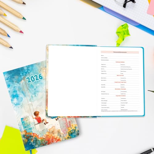 Image of A5 Size Hard Bound 1 Day To A Page Format New Year Executive Daily Planner 2026 Diary with Month Cut Index and Bookmark I Diary 2026 For Girls Women I 344 Pages I 21x15 Cm