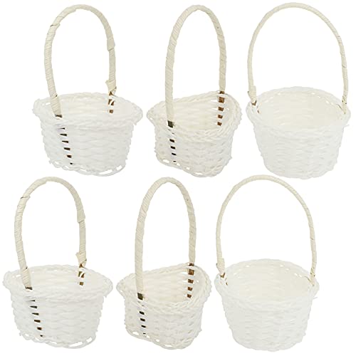 DOITOOL 6pcs Mini Baskets White Wicker Fabric Baskets Portable Decorative Photo Props Craft Adornments for Boys and Girls