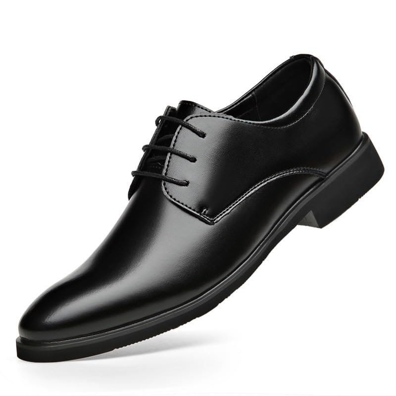 Men's Dress Shoes Mens Fashion Casual Classic Pointed-Toe Oxford Shoes Business Wedding Derby Shoes for Men(Black,7.5) - Main Image
