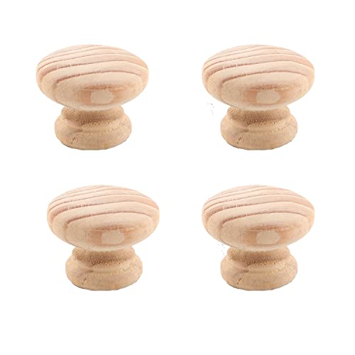 ED-Lumos Pomos de armario Tiradores para Cajones Perillas Tirador para muebles 4 Piezas Madera Recondo con rayas Cover