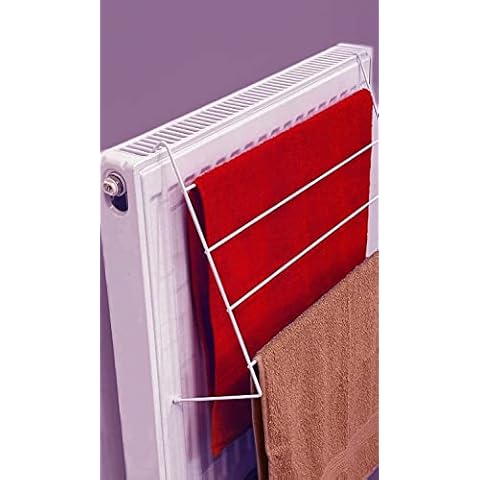 KAYNUR PACK OF 2 4 Bar Radiator Airer, Clothes Drying Rack, Clothes Rail, Strong Lightweight Wall Mount Save Space Non-Bendable Radiator Airer Cover
