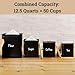 Kitchen Canisters for Countertop Set of 4 with Customizable Chalkboard Labels & Marker Pen - Big Iron Kitchen Canisters with Airtight Lids - Black Canister Set - Flour and Sugar Containers Farmhouse