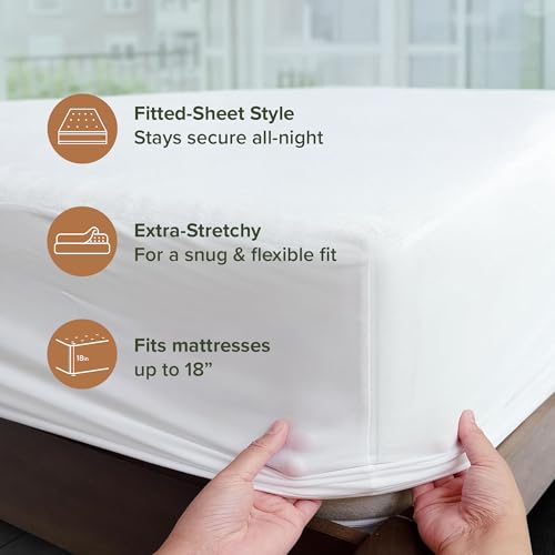 Image of Beckham Hotel Collection Mattress Protector - Hotel-Grade Cotton Blend, Silent Waterproof Protection that Preserves Mattress Feel, King