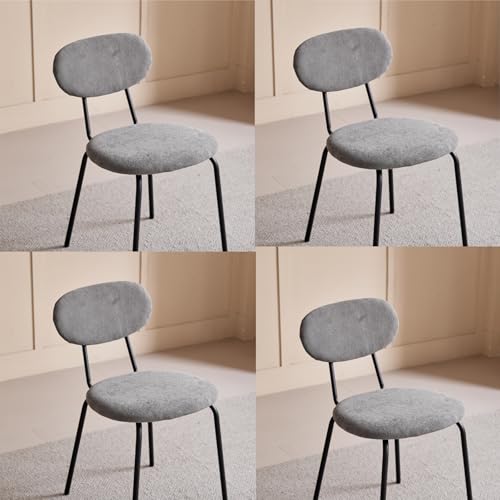 JZGORC Lot de 4 Chaises de Salle à Manger, Chaise de Cuisine Empilable, Chaise Rembourrée de Loisirs Moderne Moderne avec Pieds en Métal Noir pour Salon,...