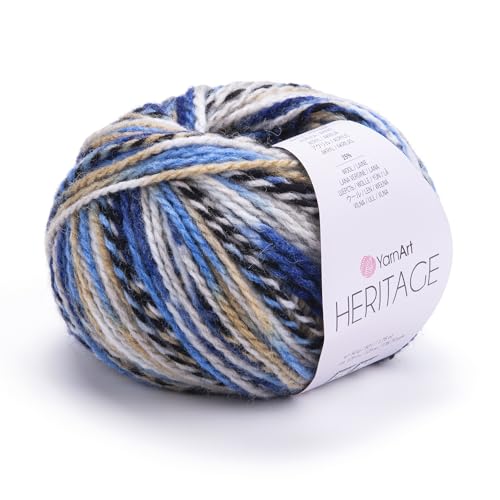 YarnArt Heritage Buntes Wollgarn - 25% Wolle, 75% Acryl, 125 M/50 G, Für Pullover, Schals & Mützen