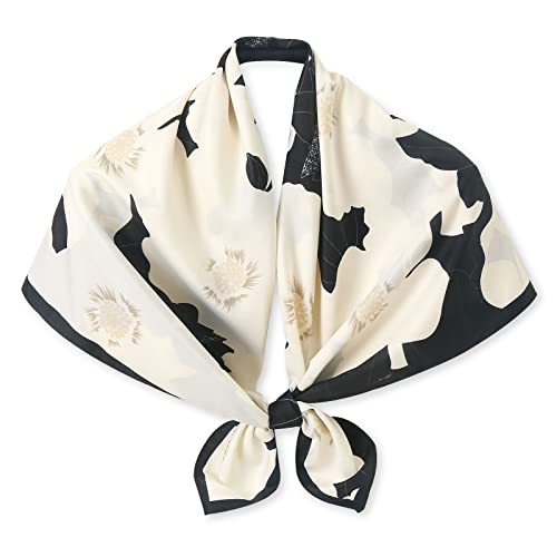 Silk Scarf Women Square Scarves Flower Print Lightweight Scarves Ladies Decorative Neckerchief Head Scarf Headdress