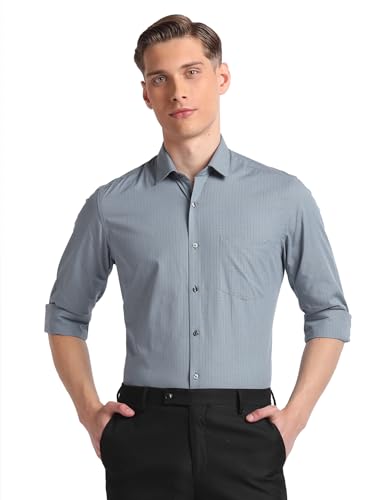 Image of Arrow Men Slim fit Cotton Checked Long Sleeves Cutaway Collar Shirt
