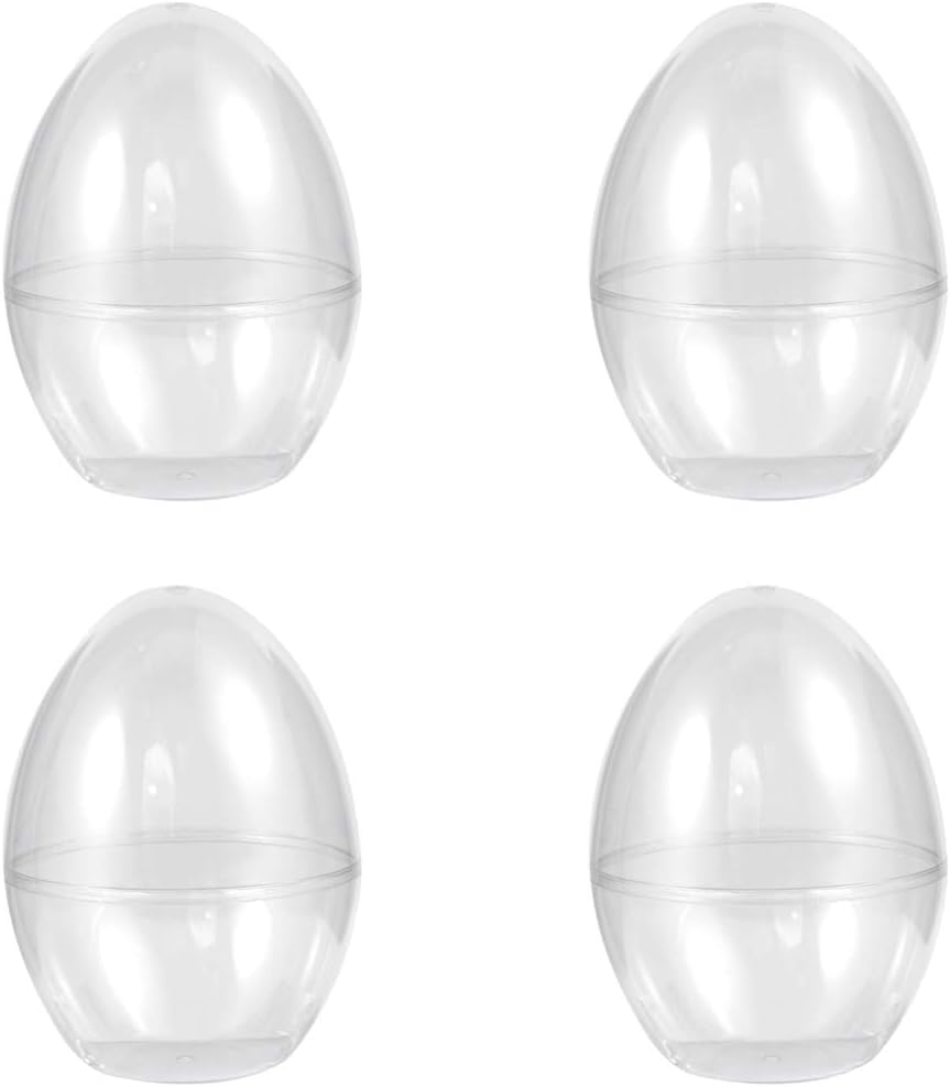 Amosfun 4Pcs Easter Eggs Large Fillable Eggs Plastic Empty Bauble Balls for Candy Chocolate Easter Day Hunting Wedding Party Favors DIY Craft Supply 3.5' x 4.7'