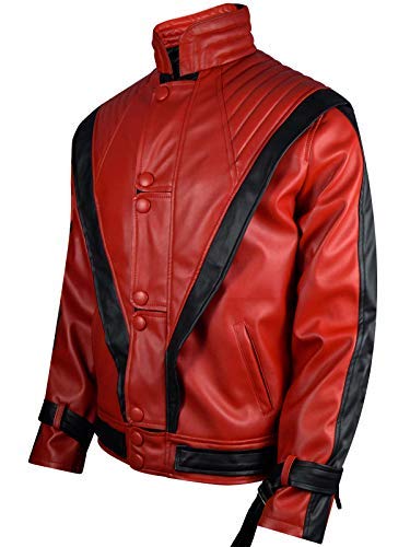 MJ Thriller Michael Jackson RED Sheep Leather Jacket (4XL (52