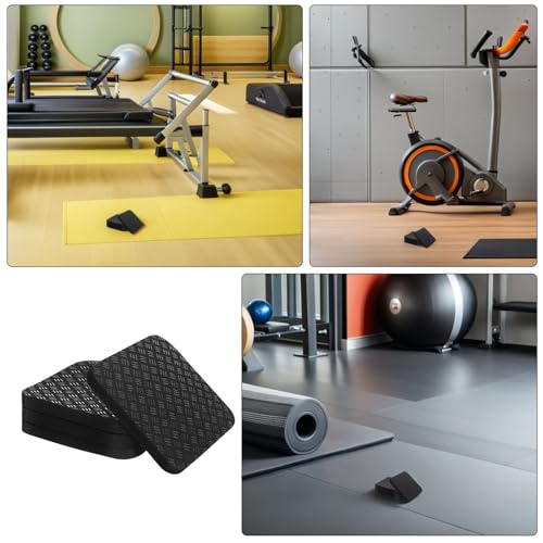 8 piezas de tapete protector para piso de caminadora color negro PU miniatura 2