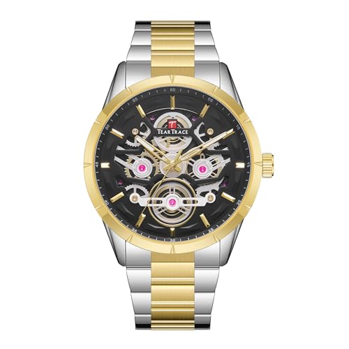 Watches for Men with Stainless Steel Strap Chronograph Analog Date Mens Watches, Big Face Sport Work Waterproof Luminous Black/Gold/Silver Wrist Watch