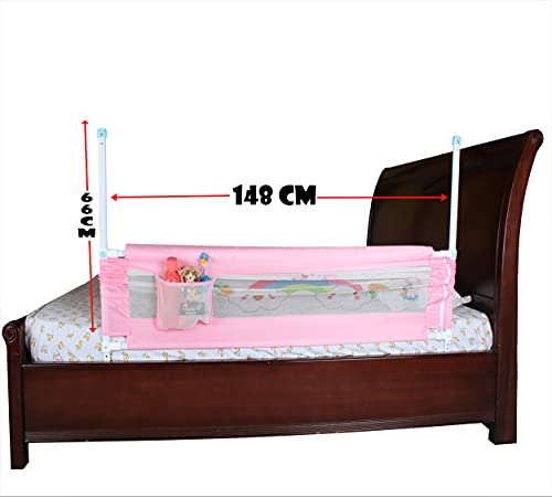 Image of VIC Kid Adjustable Baby Bedrail Guard for Toddlers /Bed Fence /Kids Safety /Portable and Adjustable Size (1.5, Pink (Rabbit))