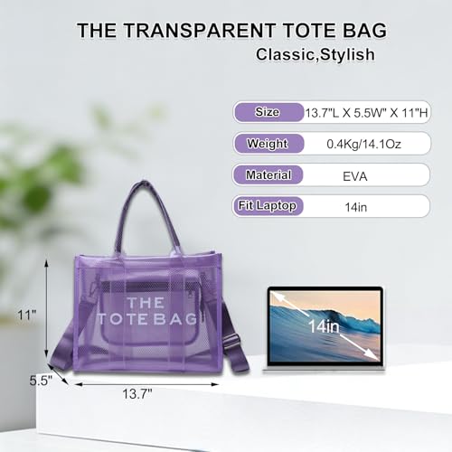 Image of Clear Tote Bag Stadium Events Large Clear Purse for Women Transparent Crossbody Bag for Concert,Work,Beach,Sport