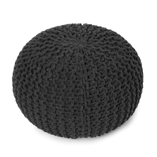 REDEARTH Round Pouf Foot Stool Ottoman - Cotton Hand Knitted