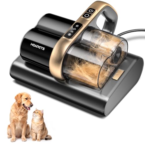 Image of HEAPETS Mattress Vacuum Cleaner, 16Kpa Bed Vacuum with 275nm UV-C Light & 149℉ Heat & Ultrasonic, Dual High-Speed Roller Brushes & H13 HEPA Filter for Pet Hair, Bed, Sofa, Couch, Corded Black