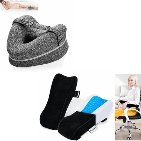 BEAUTRIP Spine Alignment Pillow for Sleeping + Ergonomic Chair Armrest Pads for Sitting (Set of 2) Cover