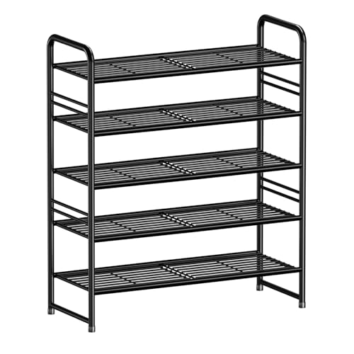 SUFAUY 33" Wide Shoe Rack, 5-Tier Shoe Storage Rack for 24-30 Pairs of Shoes, Shoe Organizer for Entryway, Steel Frame, Industrial, Black