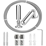 Dwitkul 5m Wandhalterung Set Edelstahl Vorhangdraht Spanndraht Spannseil Seilspanngarnitur Gardine Stahlseil für Wäscheleine Duschvorhänge Foto-Draht Balkon
