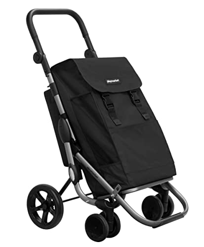Playmarket Go Plus Carro de la Compra Plegable de Gran Capacidad, 4 Ruedas (Black Pepper)