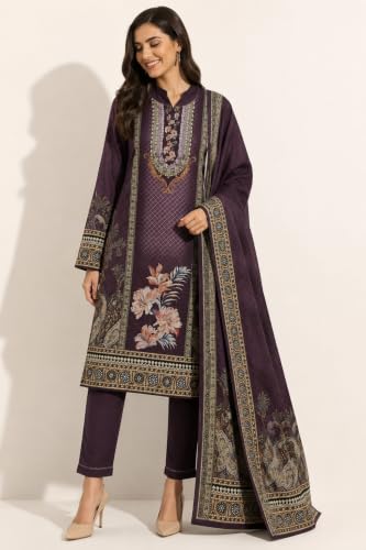 Image of WOOL'S KART|Women's Floral Printed Straight Kurta with Trousers & Dupatta Set | 3-Piece Ethnic Suit Set 103