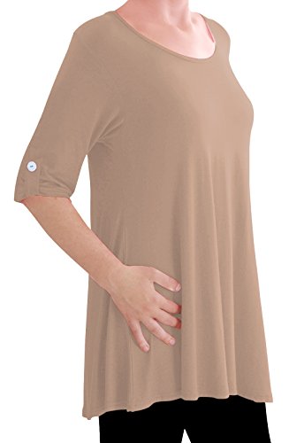 Eye Catch TM Oversize - Haut Tunique Manches Longues 3/4 Large col Rond Grandes Tailles- Jessica - Femme